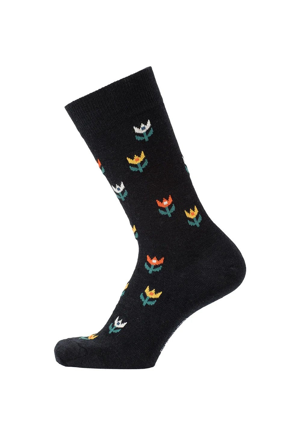 Bengt & Lotta Merino Wool Black Socks "Tulip" | Large