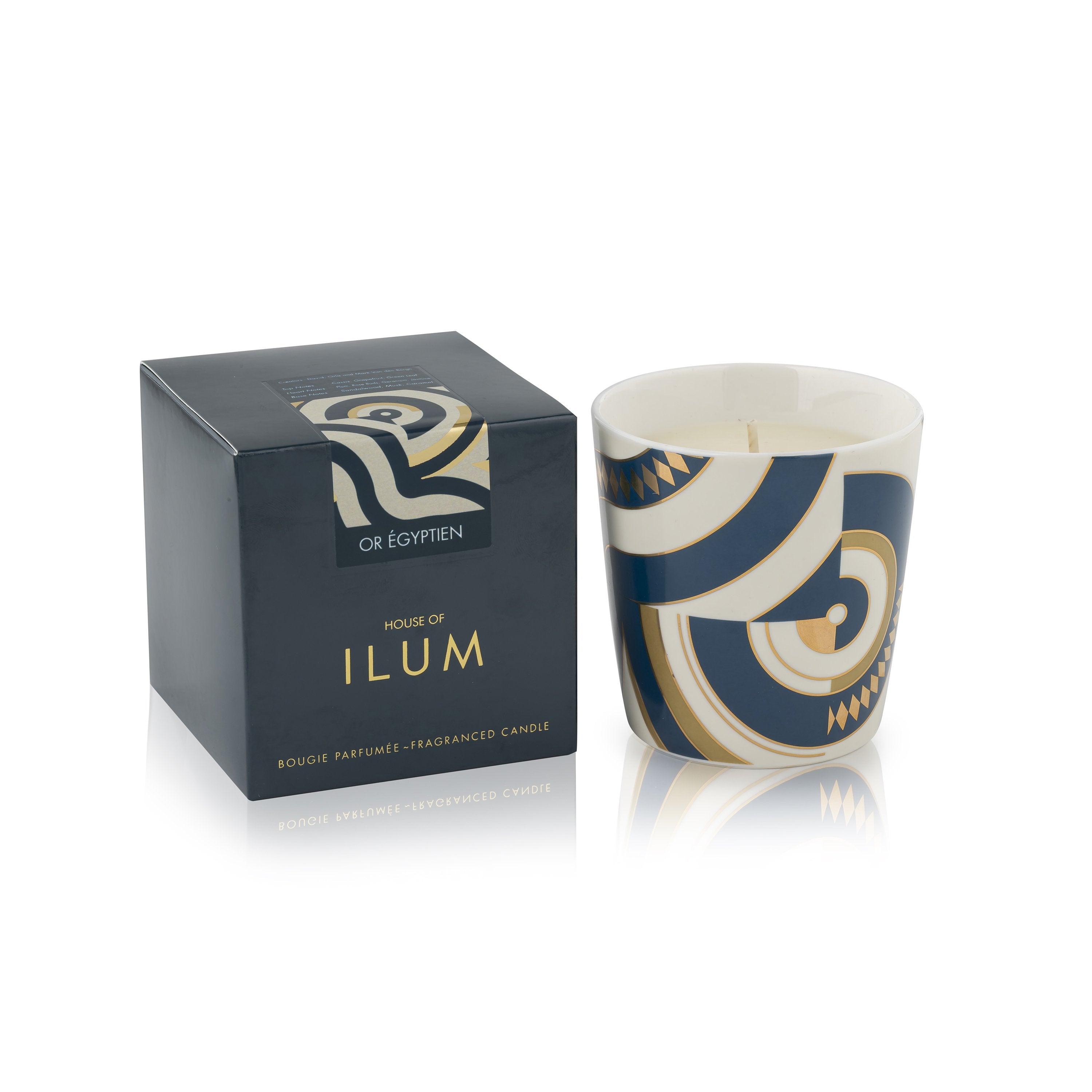 Ilum Or Égyptien Luxury Scented Candle in decorative porcelain vase – hand-poured in Ireland