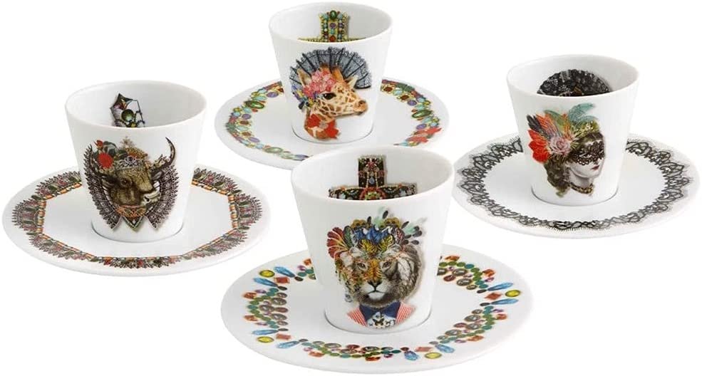 Christian Lacroix Love Who You Want Espresso Cups and Saucers | Gift Set of 4
