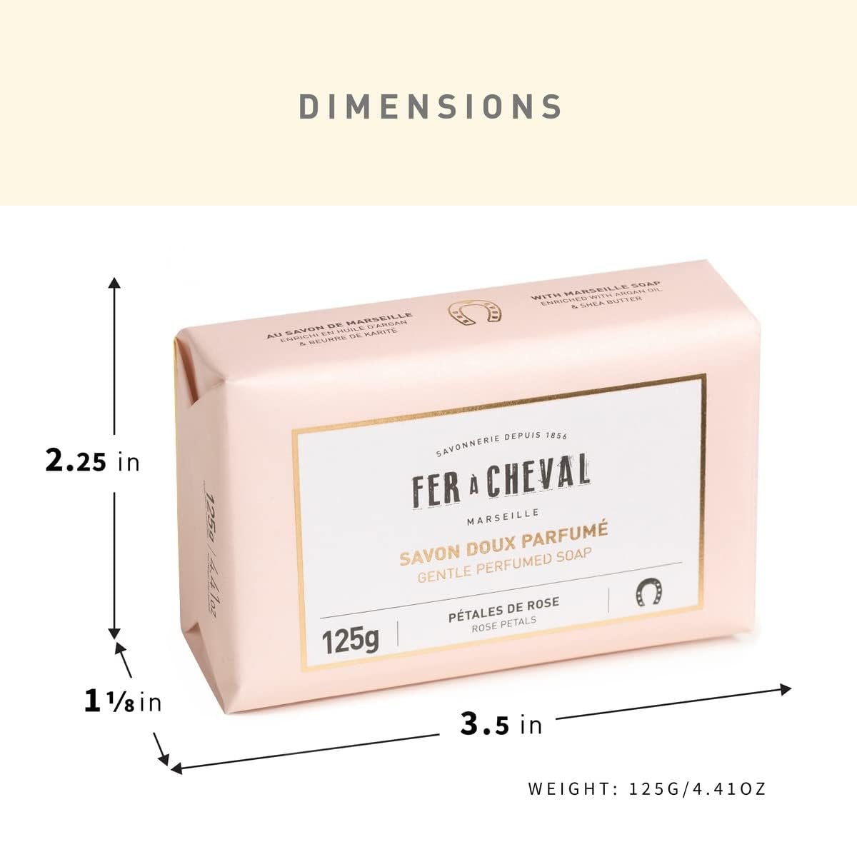 Fer à Cheval Natural Marseille Soap Bars, Pack of 2 - Gentle Perfumed Soap with White Tea & Yuzu Scent - Organic Bath Soap - Enriched with Shea Butter & Sweet Almond Oil, 125g Each