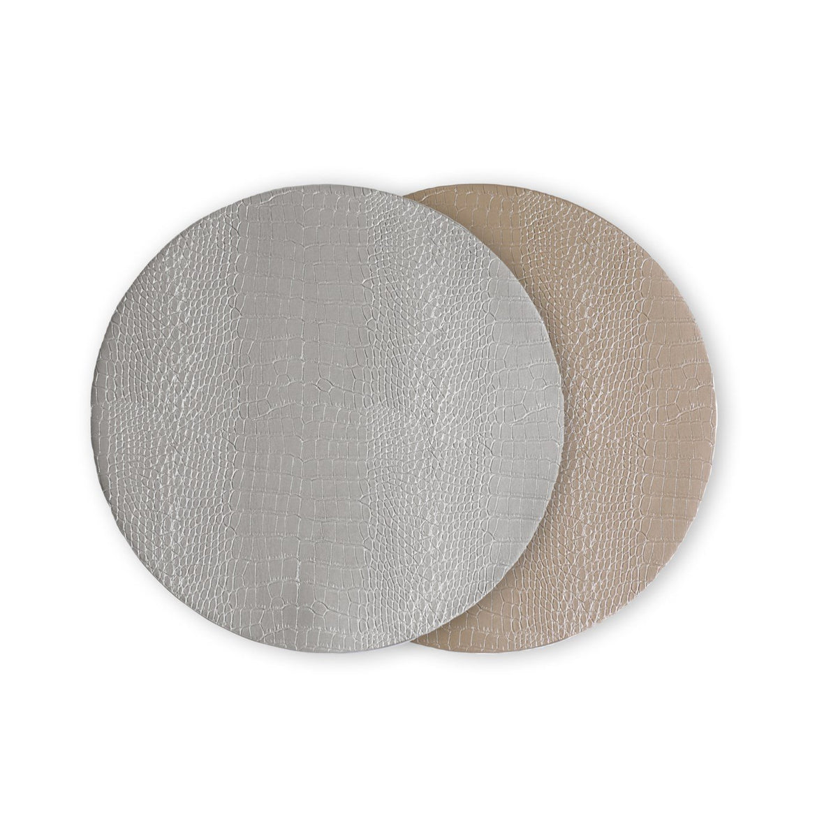 VIDA Croc Reversible Round Placemats | Set of 4 | Silver & Gold