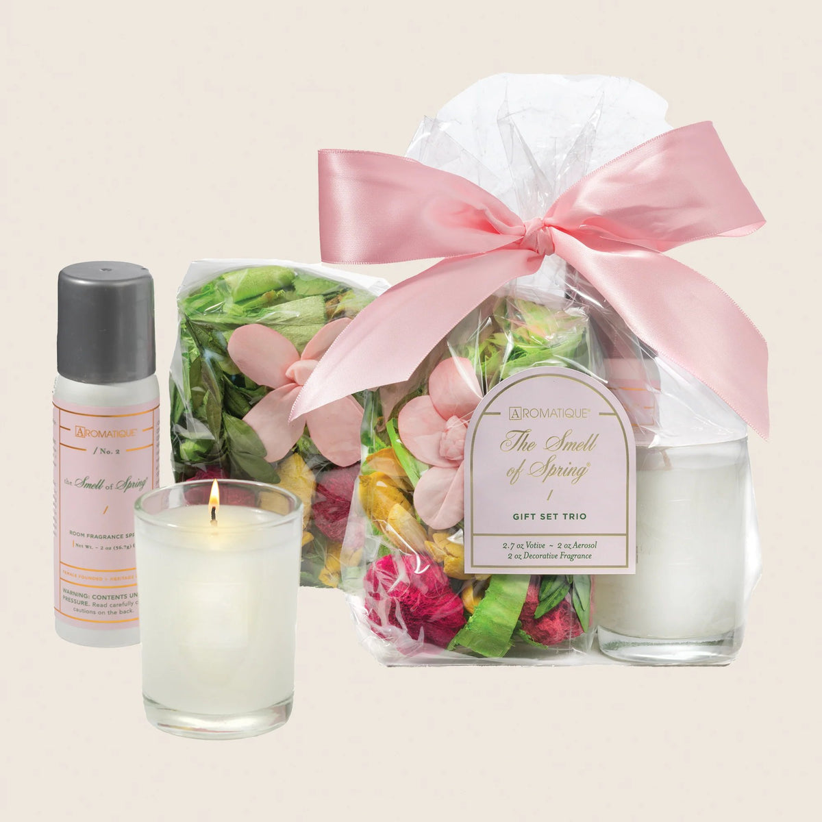 Aromatique The Smell of Spring Gift Trio Set with Candle Potpourri & Refresher Oil Fragrance Home Decor