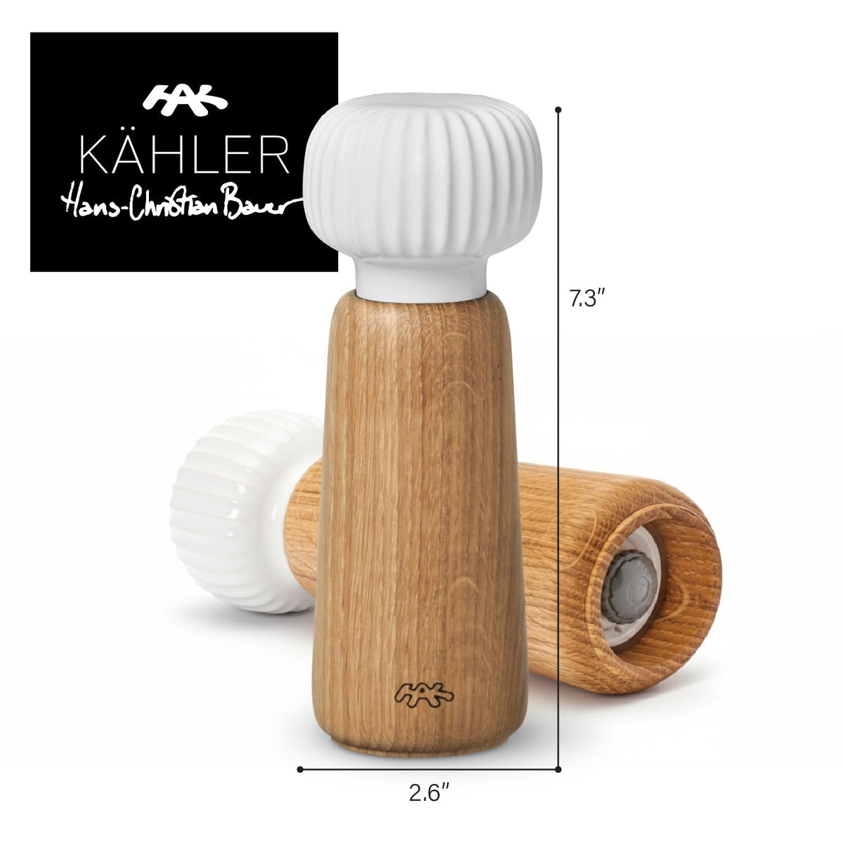 Kahler Hammershoi Salt and Pepper Grinder,  Denmark Designed by Hans-Christian Bauer