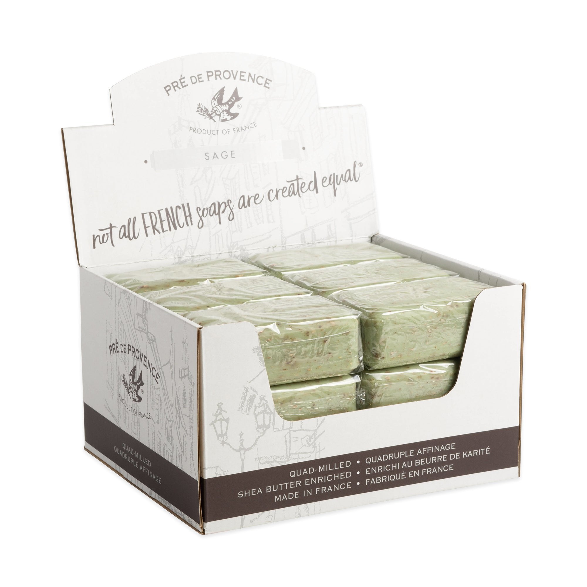 Pre de Provence Sage Soap Bar counter display box, pack of 12