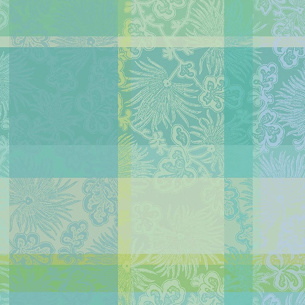 Garnier-Thiebaut Mille Venusta Aqua Tablerunner 71"X22", 180Cmx55Cm, 100% Cotton
