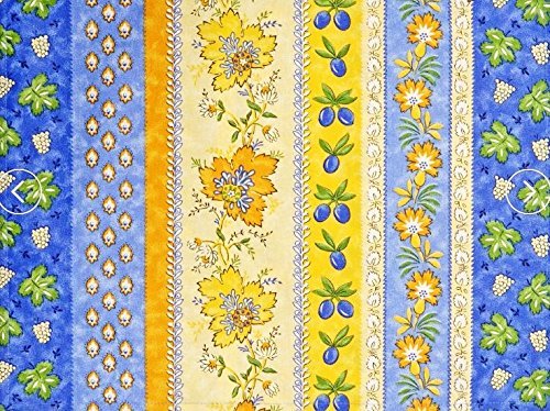 Le Cluny Monaco Blue Coated Provencal Tablecloth | Easy-Care Cotton | Multi-Size