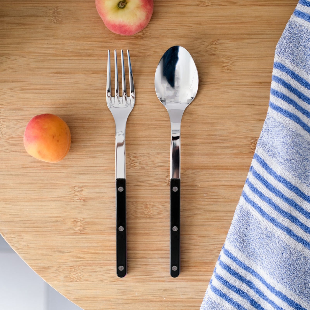 Sabre-Paris 2-Piece Serving Set - Bistrot Collection - Large Fork & Large Spoon - Stainless Steel & Nylon - Dishwasher Safe - Brilliant Finish
