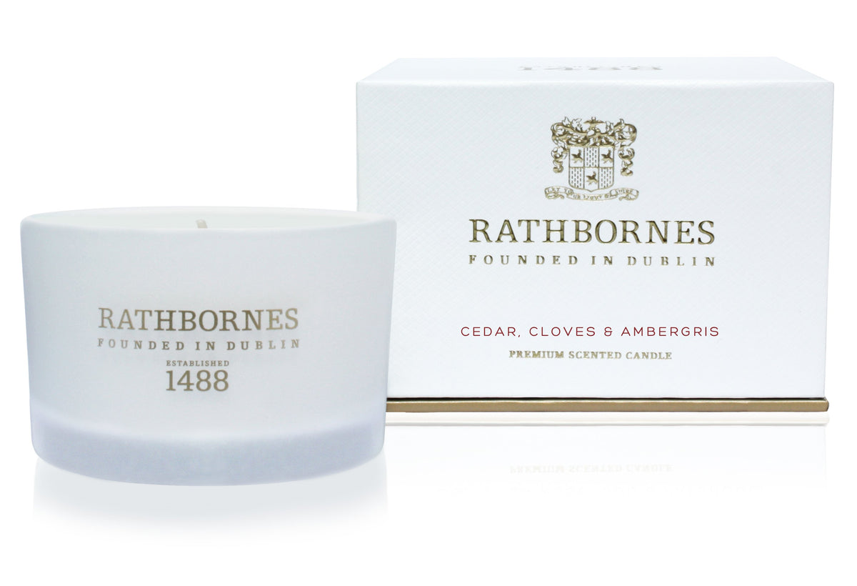 Rathbornes Cedar, Cloves & Ambergris Scented Luxury Travel Candle (Spicy/woody)