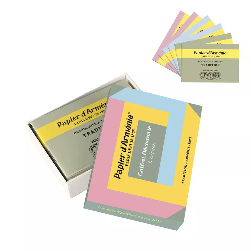 Papier d'Arménie Discovery Set | Scented Burning Paper | 6 Booklets | Tradition, Rose & Arménie