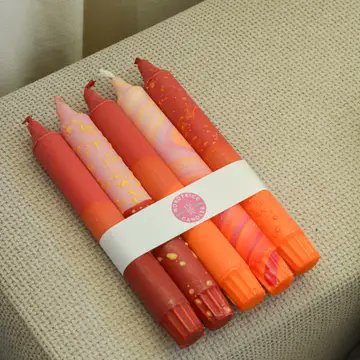Nordtrice Autumn Orange Taper Candles – 5 Pack | Handmade Natural Wax