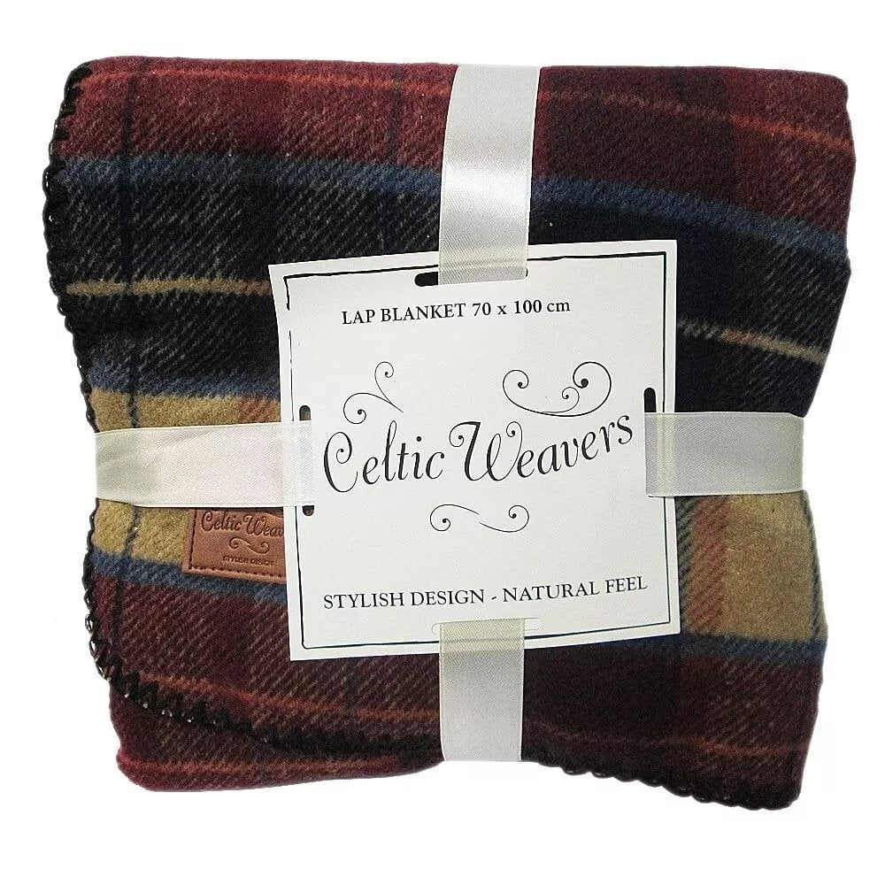 Samuel Lamont, Throw Blanket (Irish Tweed Red) Celtic Weavers Woven Cotton