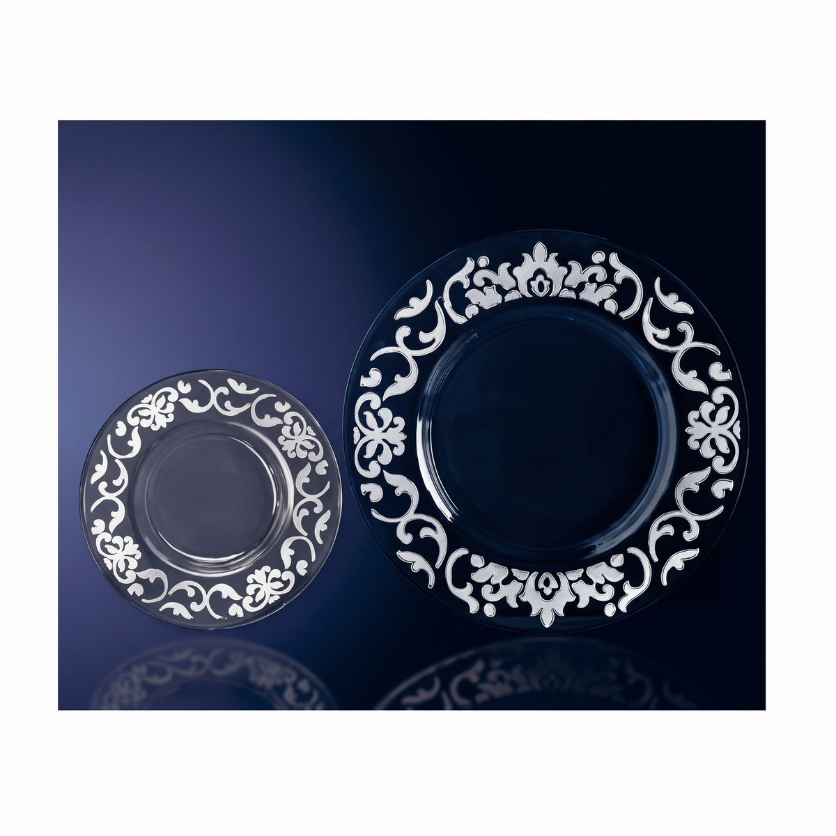 Egizia Fontainebleau Plate Crystal Silver Leaf | Silver | 13in