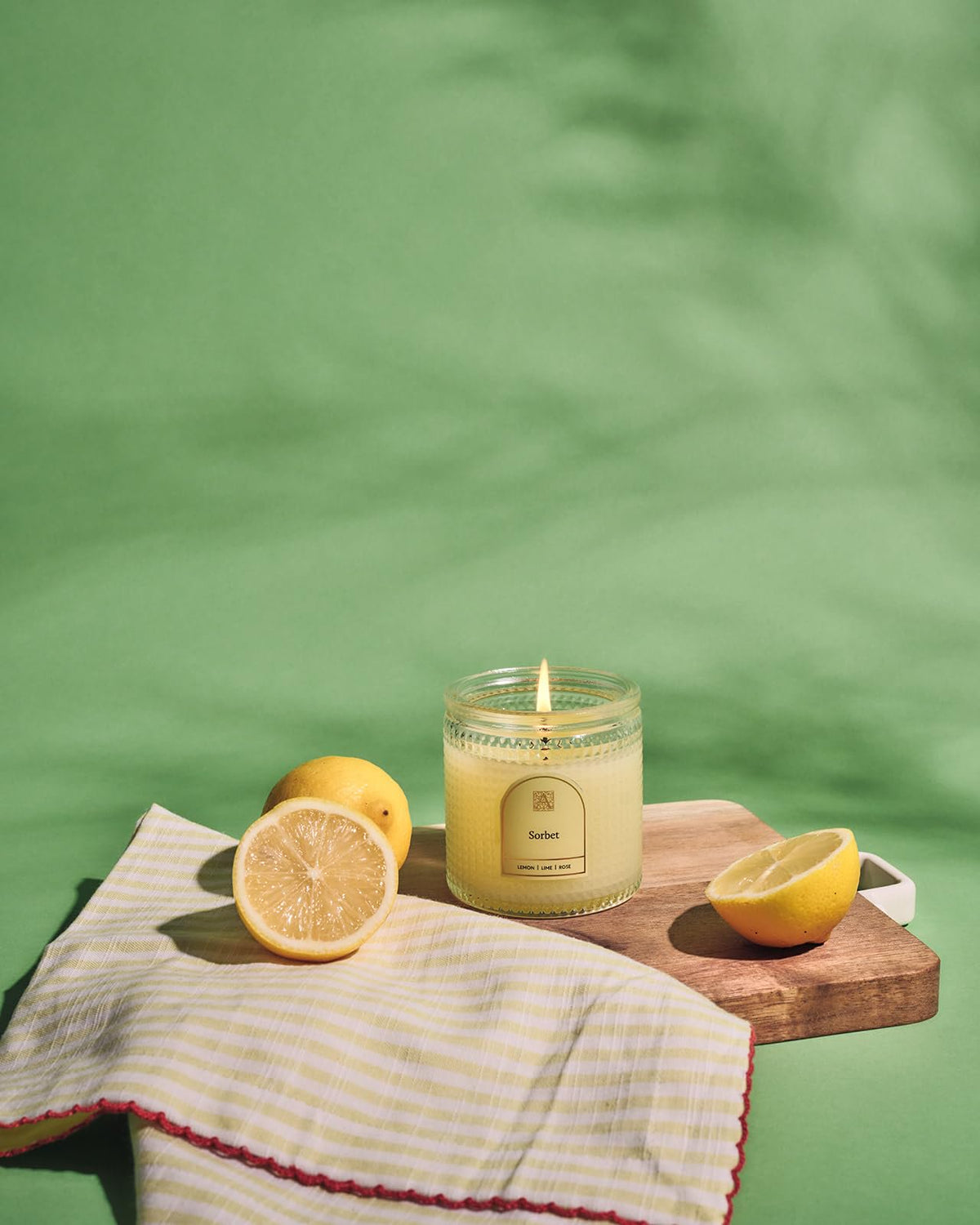 Aromatique Sorbet Scented Jar Candle 6 oz – Textured Glass Candle with Metal Lid, Long Lasting Home Fragrance