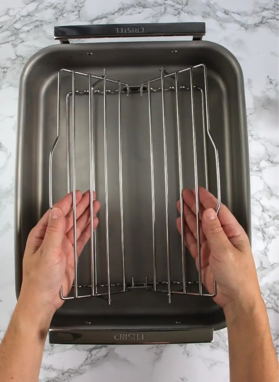 Cristel Stainless Steel 3 Ply Large Roaster with Roasting Rack - Thumbnail 3