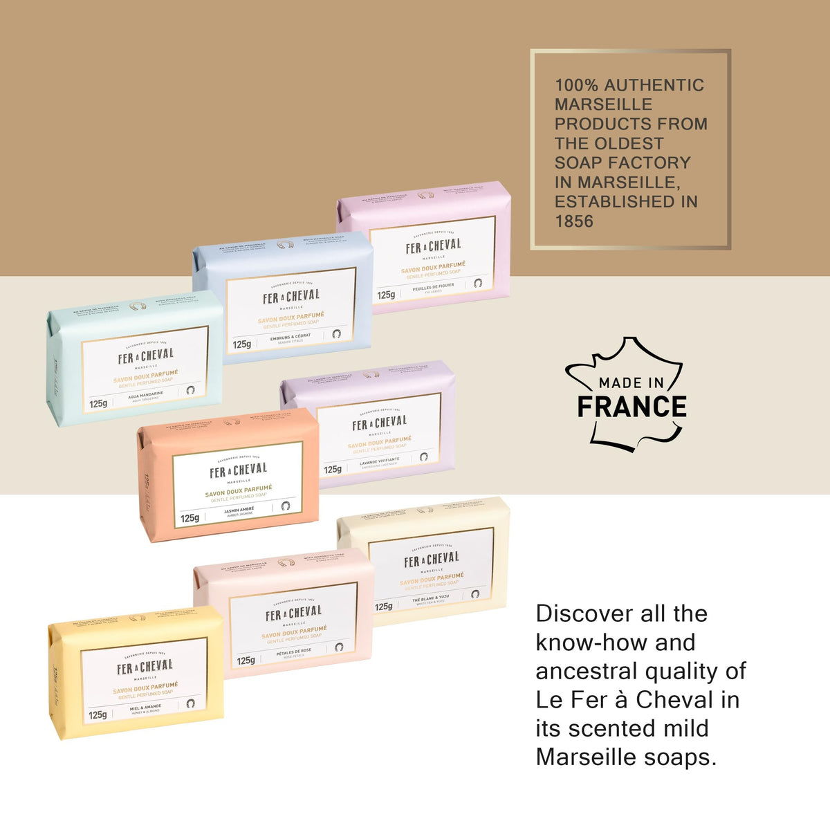 Fer A Cheval Organic Gentle Scented Soaps Set-8 Plant-Based Oils Skin Nourishing Variety Pack
