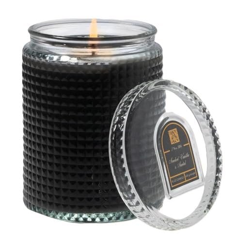 Aromatique Smoked Vanilla & Santal 15 oz Textured Glass Candle with Lid