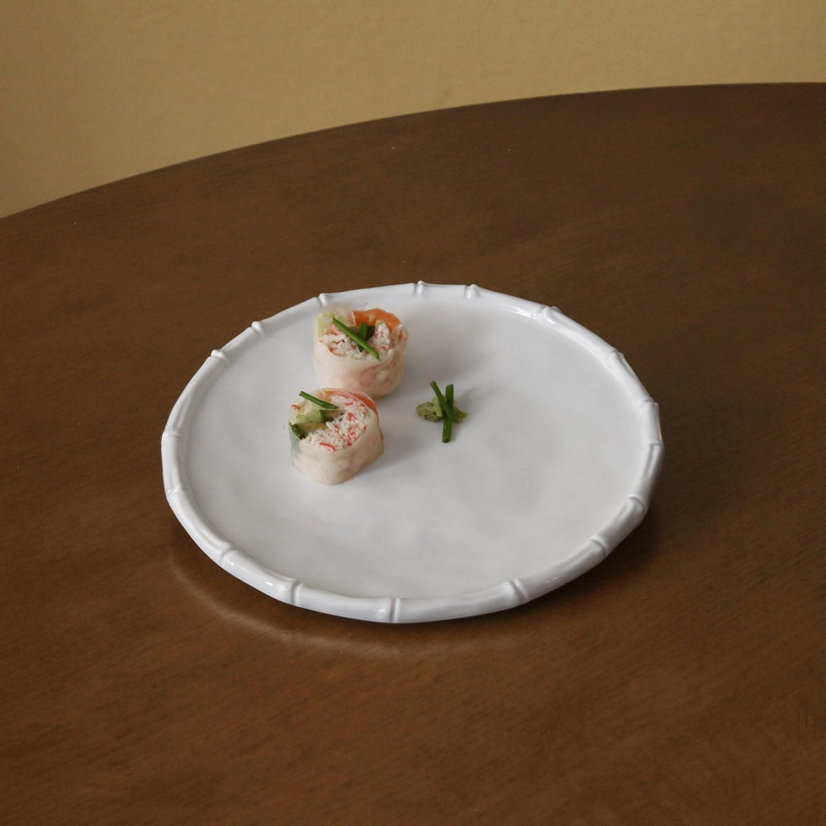 VIDA Bamboo Dinner Plate in White Melamine | Set of 4 | 11"