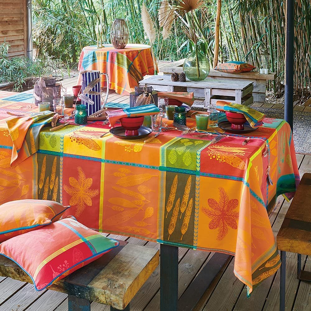 Garnier-Thiebaut Mille Phoenix Automne French Jacquard Tablecloth 
