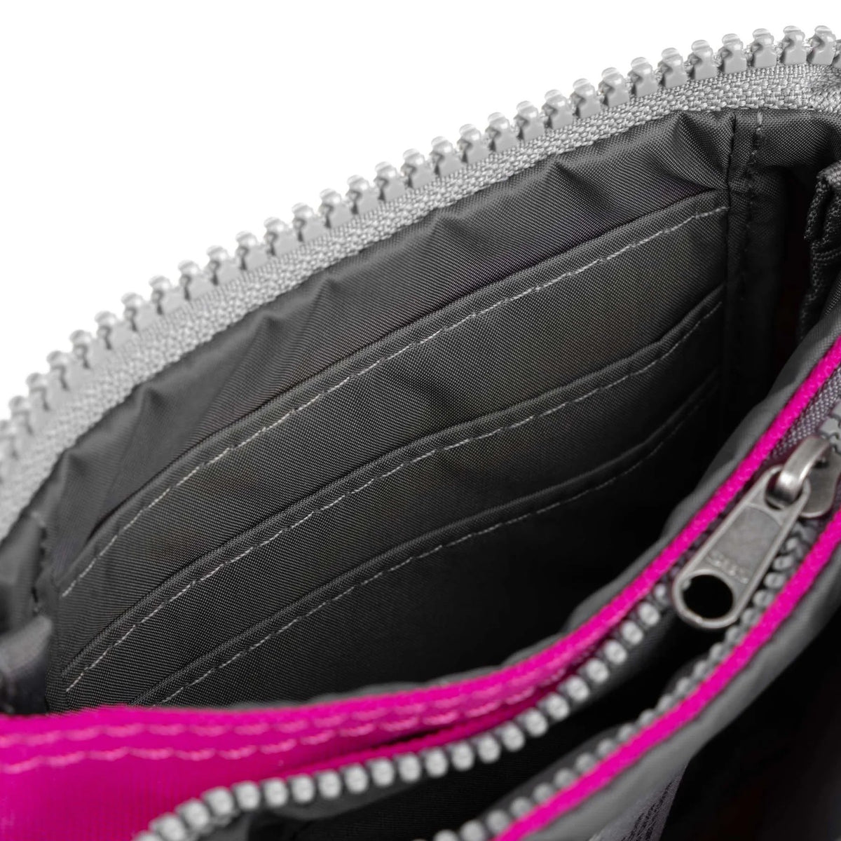 Inside view of Carnaby small wallet showing three compartments