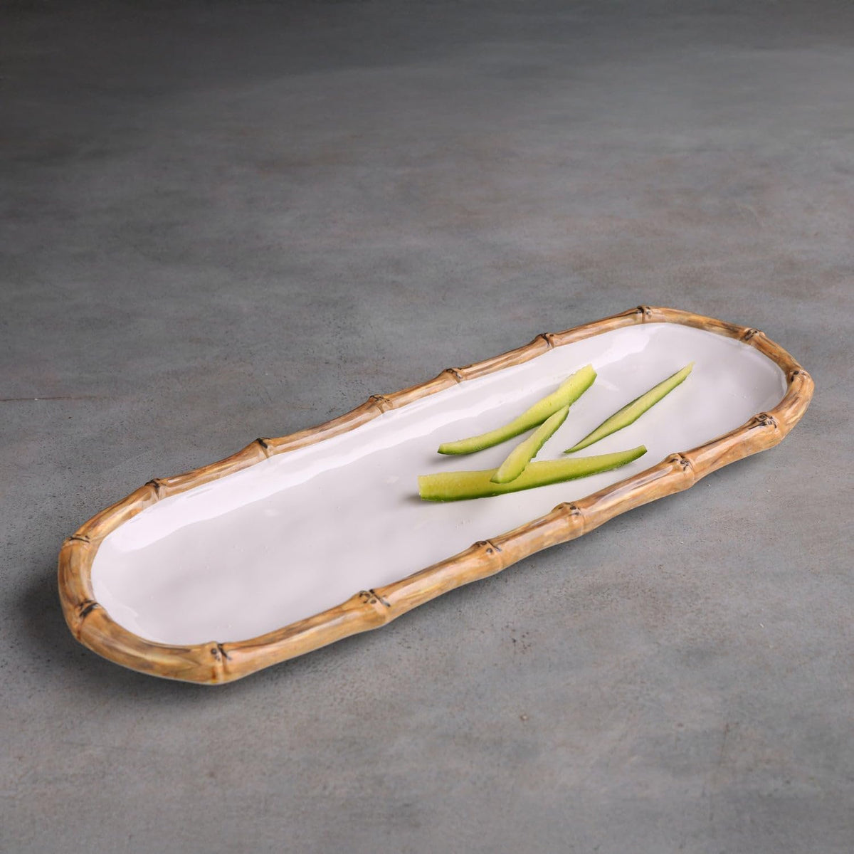 Beatriz Ball VIDA Bamboo Baguette Platter | White & Natural | 17.5"