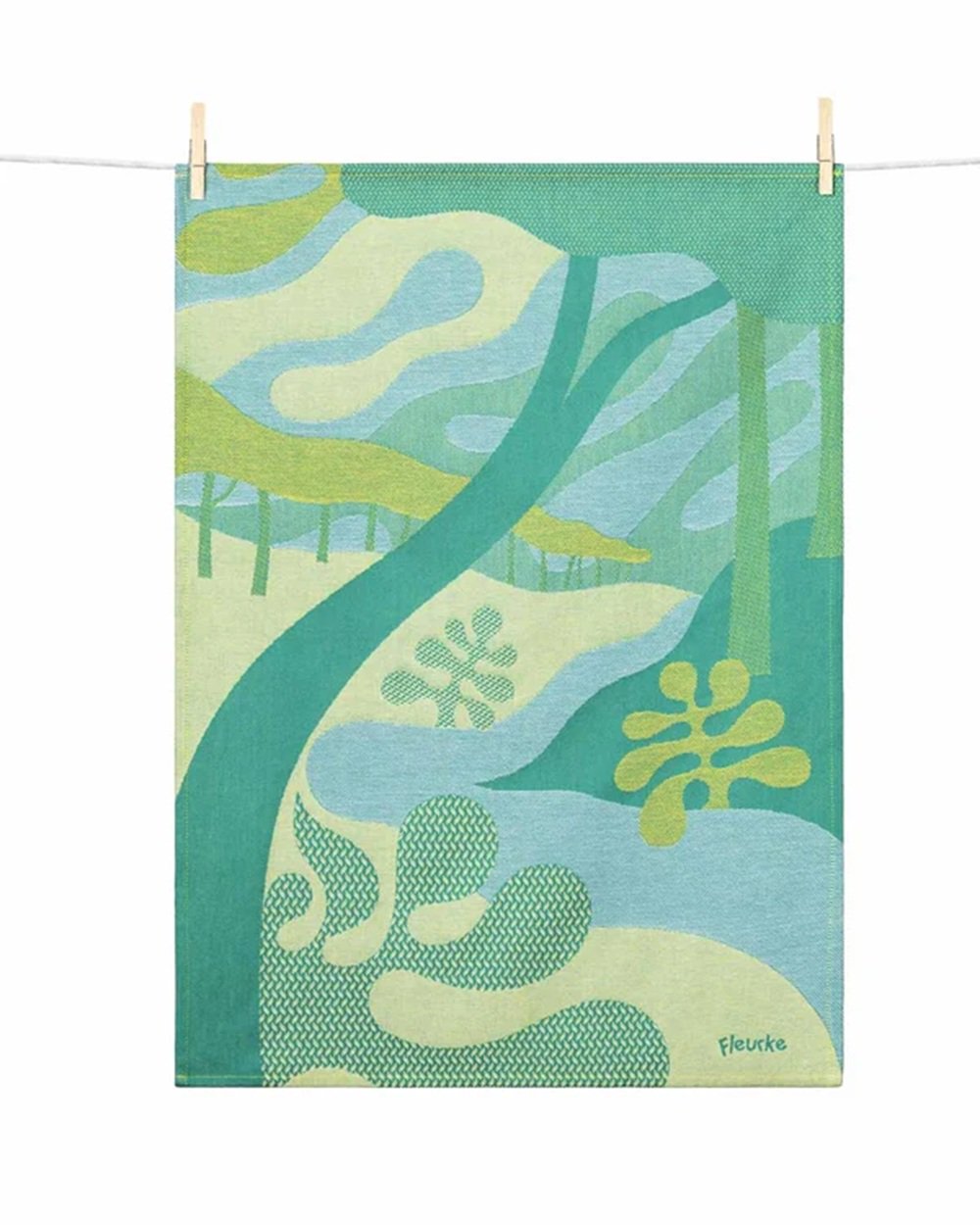 Moutet Tissage French Kitchen Tea Towel Jacquard Cotton Pinède Pine Forest