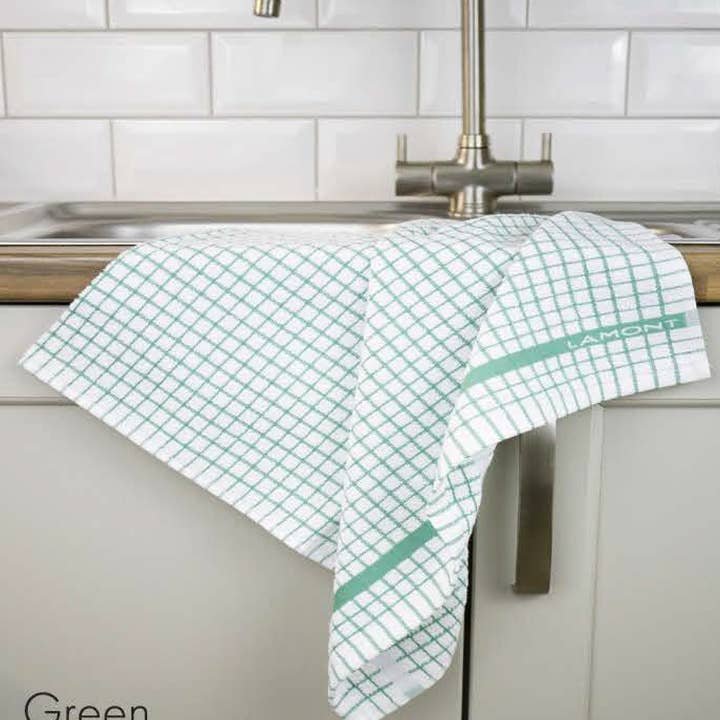 Poli-Dri Cotton Tea Towel Kitchen Linens Green 6-Pack White/Green by Samuel Lamont