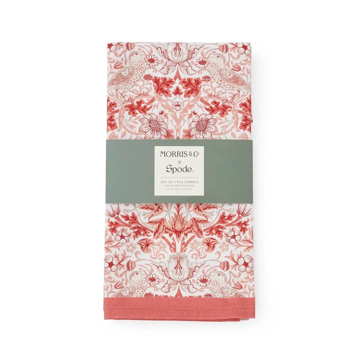 Morris & Co x Spode Strawberry-Thief Set of 2 Tea Towels Cotton (18" x 29")