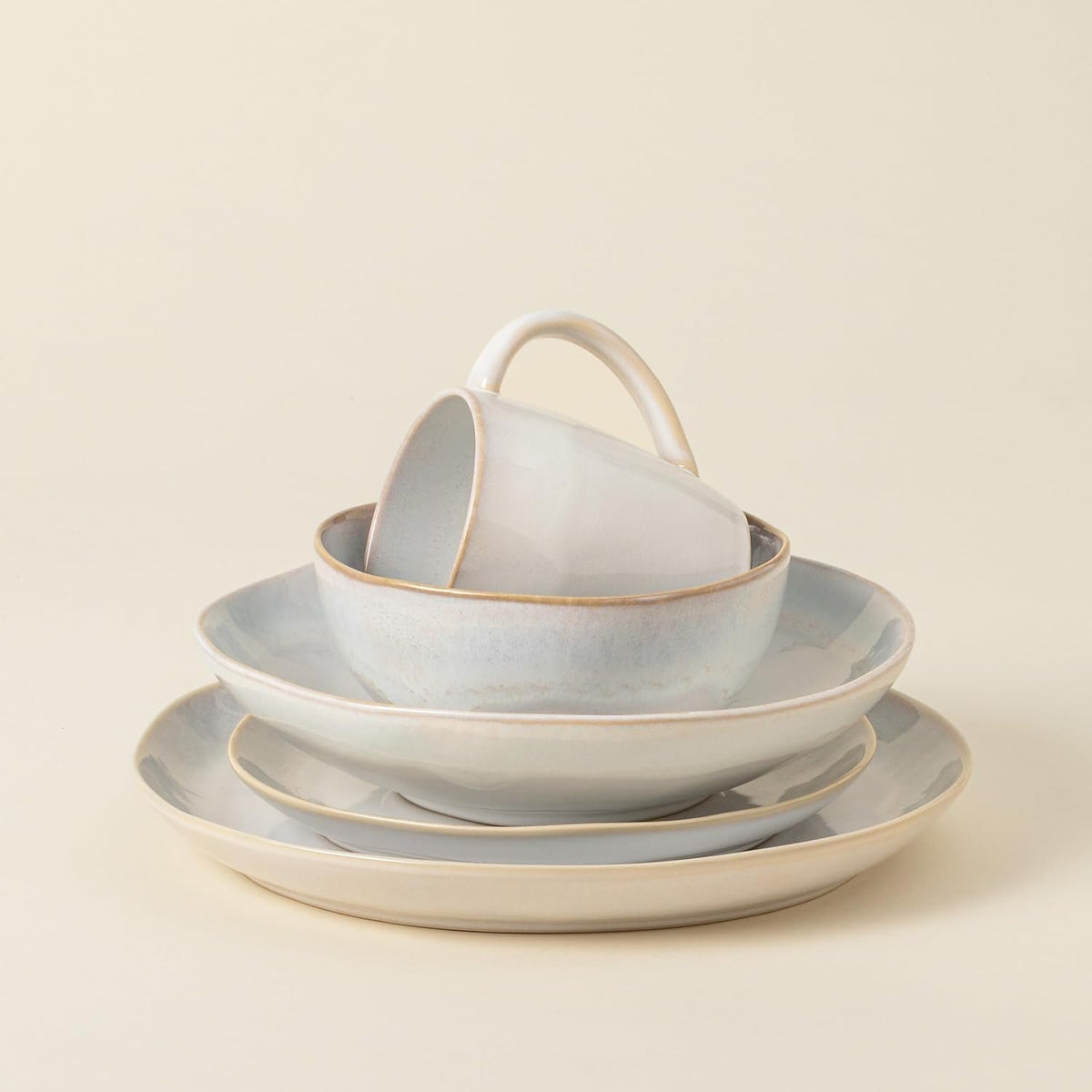 Costa Nova Ceramic Stoneware 5-Piece Place Setting Service for 1 - Brisa Collection, Sal | Microwave & Dishwasher Safe Dinnerware Set | Food Safe Glazing | Restaurant Quality Tableware