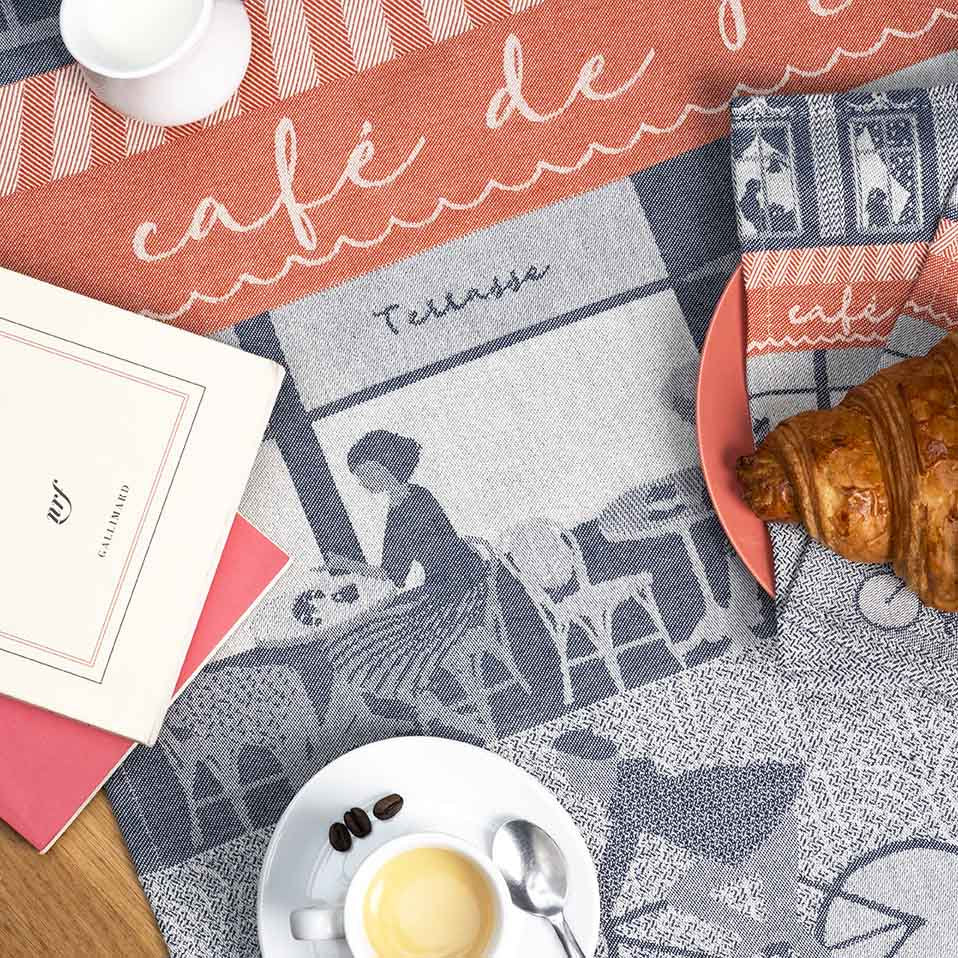 Moutet Tissage French Kitchen Tea Towel Jacquard Cotton Flocon Snowflake
