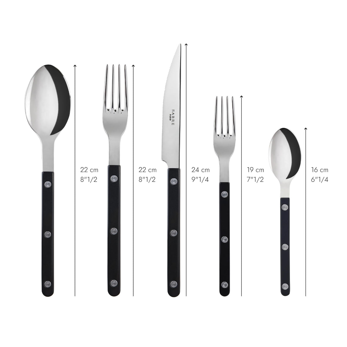 SABRE PARIS - 20-Piece Flatware Set for 4 Green Fern  - Bistrot Collection - Knife, Fork, Soup Spoon, Teaspoon & Dessert Fork - Stainless Steel & Nylon - Dishwasher Safe - Green Fern - Shiny Finish