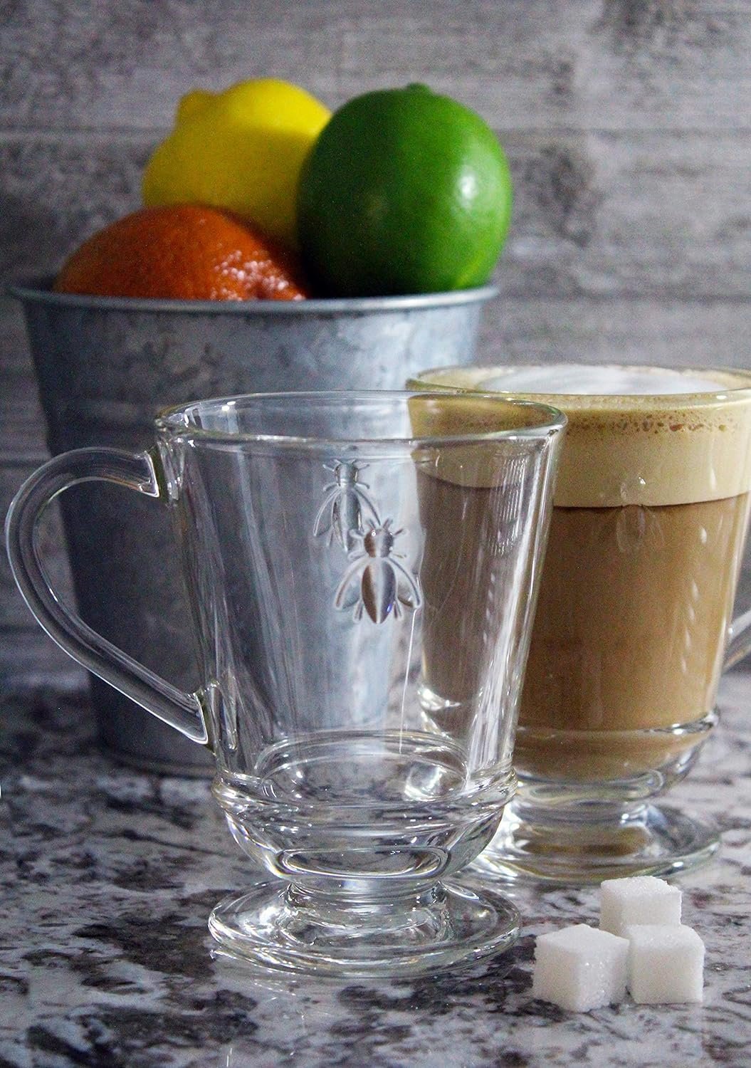 Bee Embossed Glass Coffee Mugs | La Rochère