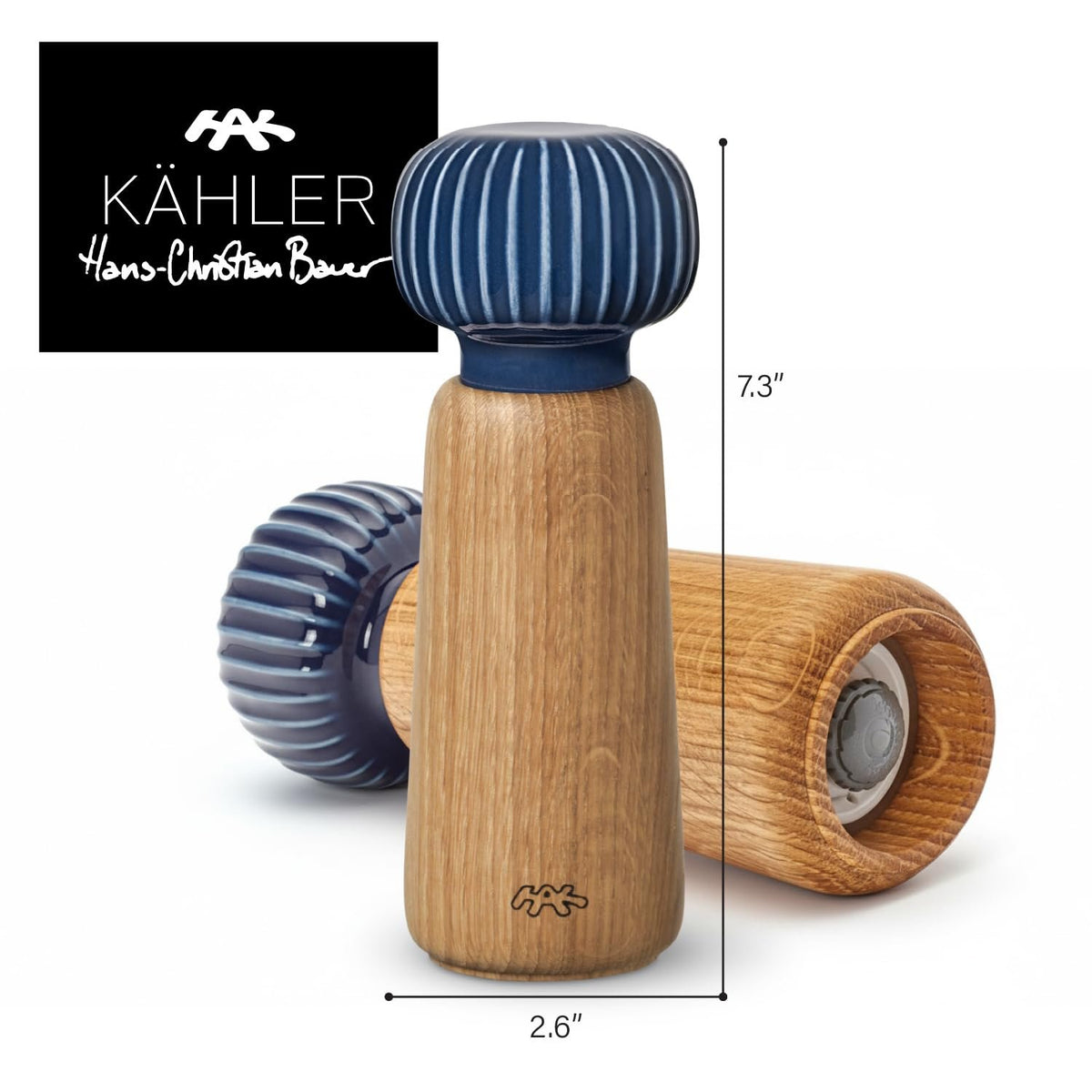 Kahler Hammershoi Salt and Pepper Grinder,  Denmark Designed by Hans-Christian Bauer