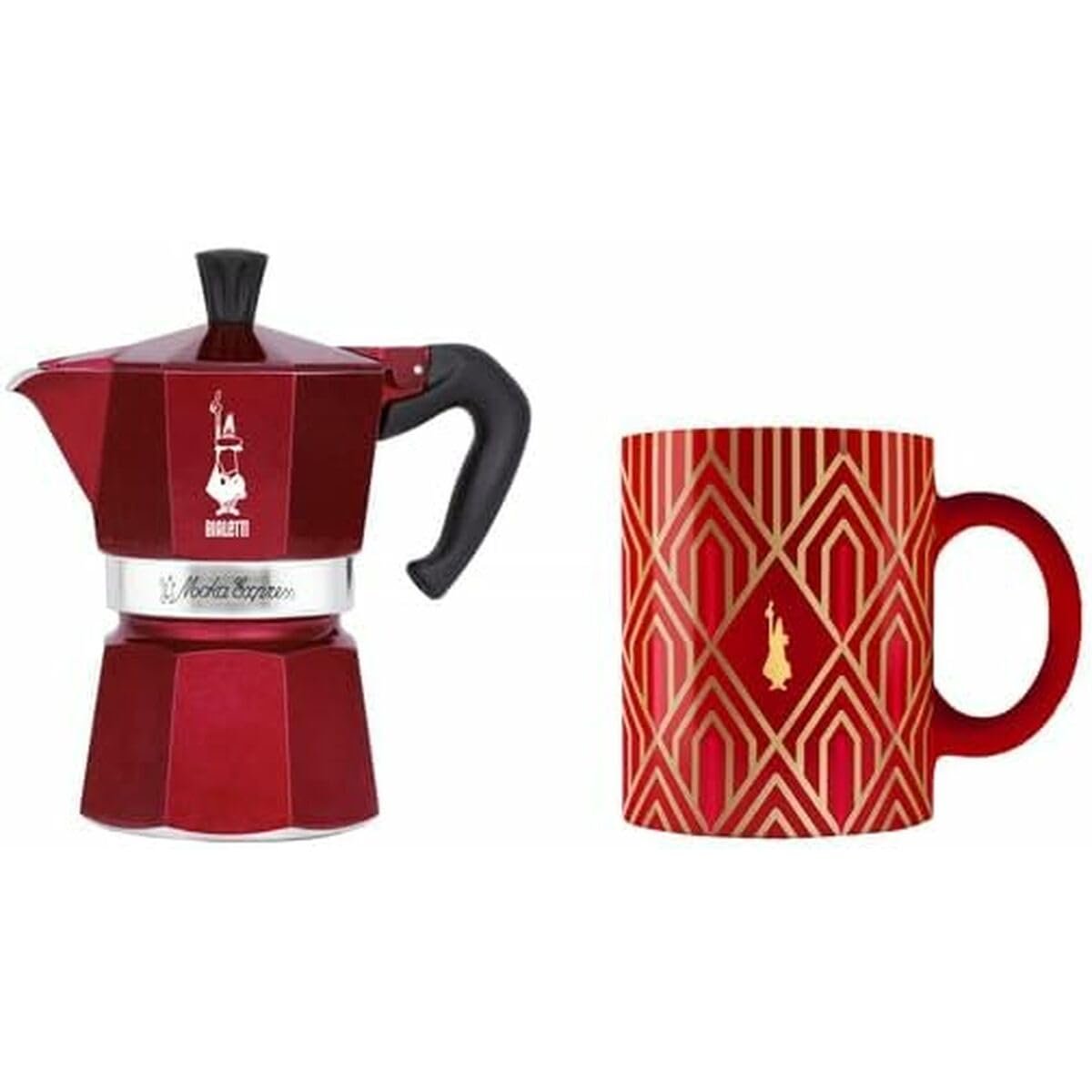 Bialetti Moka Express Deco Glamour 3 Cup with Mug | Red | Limited Edition
