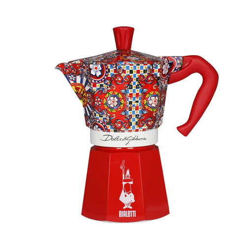 Bialetti Moka Dolce & Gabanna Espresso Maker | 6 Cup Stovetop (Red Sicilian)