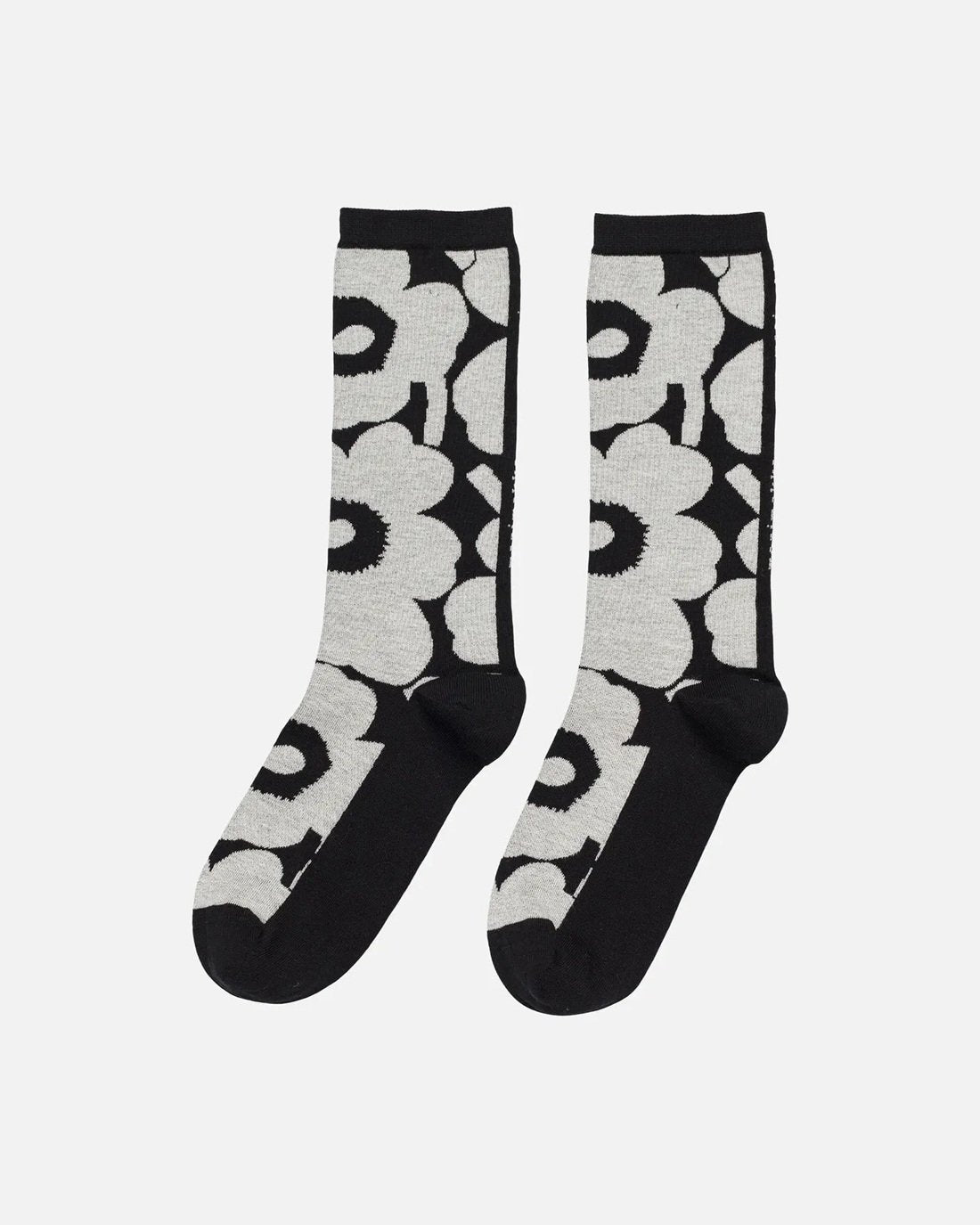 Marimekko Pinnat Unikko Organic Cotton Socks | Black & White | Small 34-37
