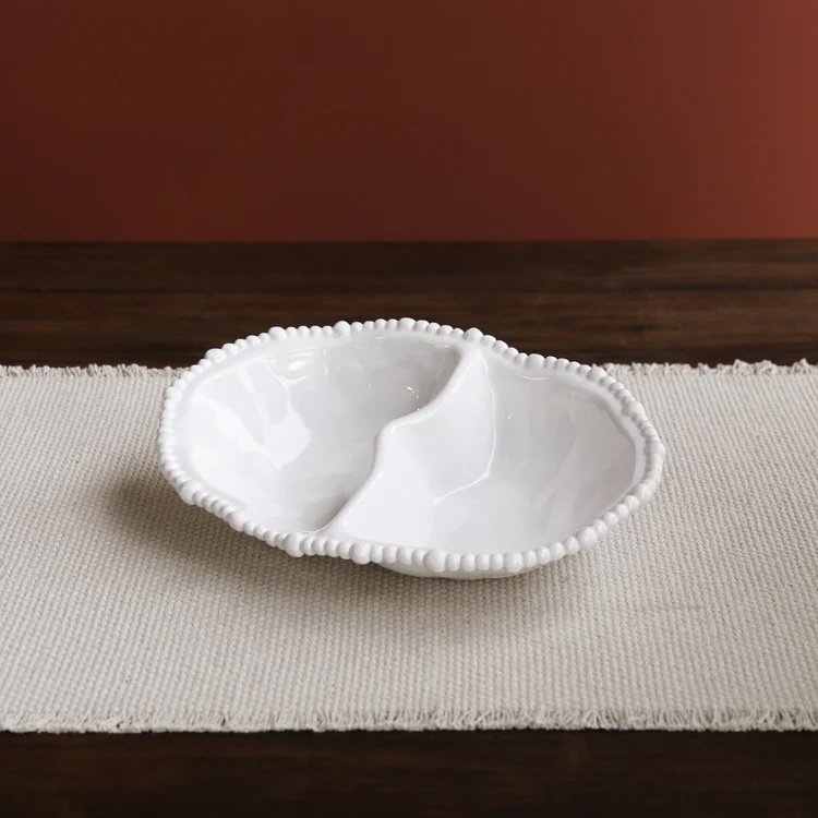 VIDA Alegria Double Dip Platter in White Melamine
