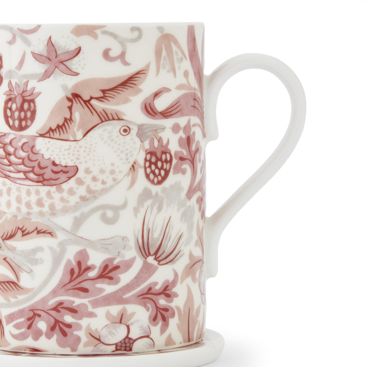 Spode Morris & Co 0.34 Litre Mug & Coaster Set - Strawberry Thief, Madder