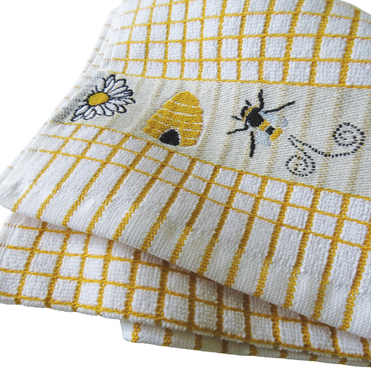 Samuel Lamont Poli-Dri Bees Yellow and White Kitchen/Tea Towel, 100% Cotton, 27" L x 19" W, Made in Ireland