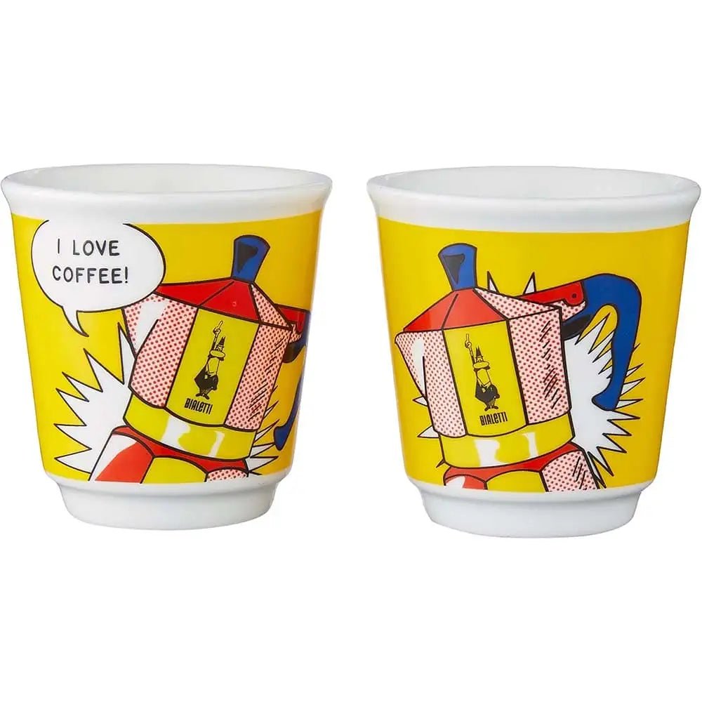 Bialetti - Mini Express Lichtenstein: Moka Set (Coffee Maker 2-Cup (2.8 Oz), Yellow)