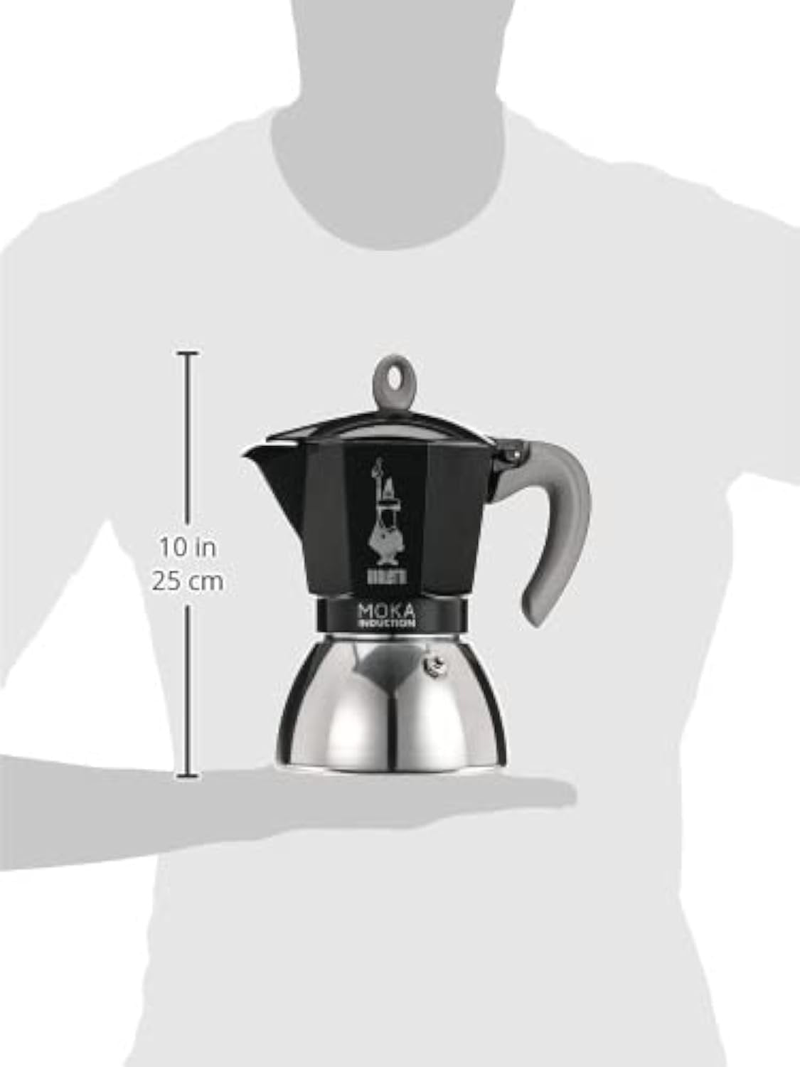 Bialetti Moka Induction Stovetop Espresso Maker | 6 Cup | Black