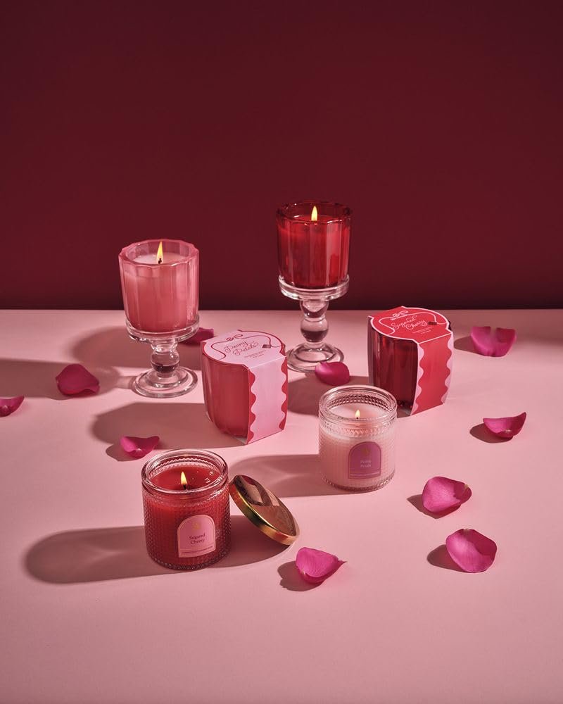 Peony Petals - Ribbed Glass Candle - Valentines Collections