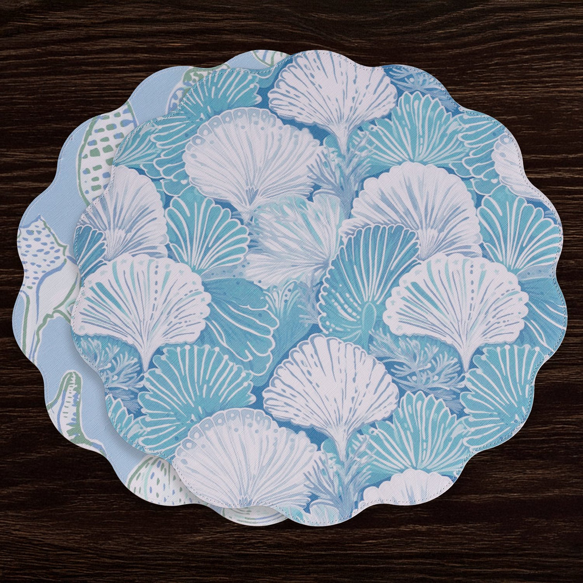 VIDA Shells & Scallops Round Placemats Reversible | Set of 4