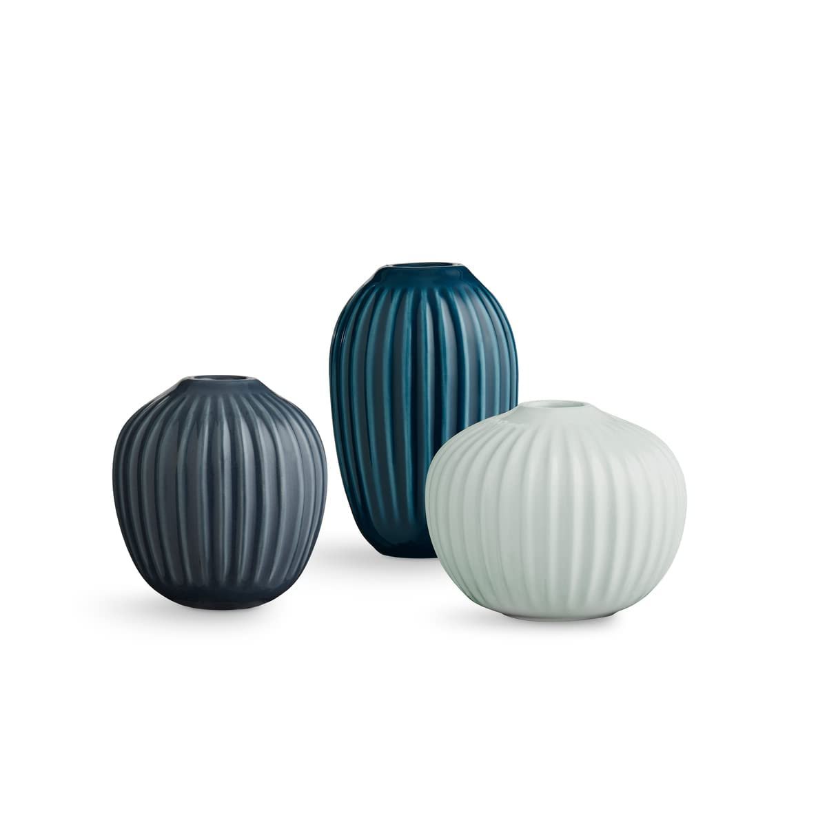 Kähler Hammershøi miniature vase set of 3 in green stoneware