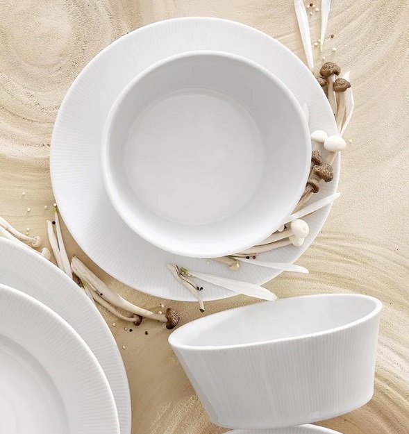 Pillivuyt Eventail Bowl in White Porcelain | Set of 4 | 6"D