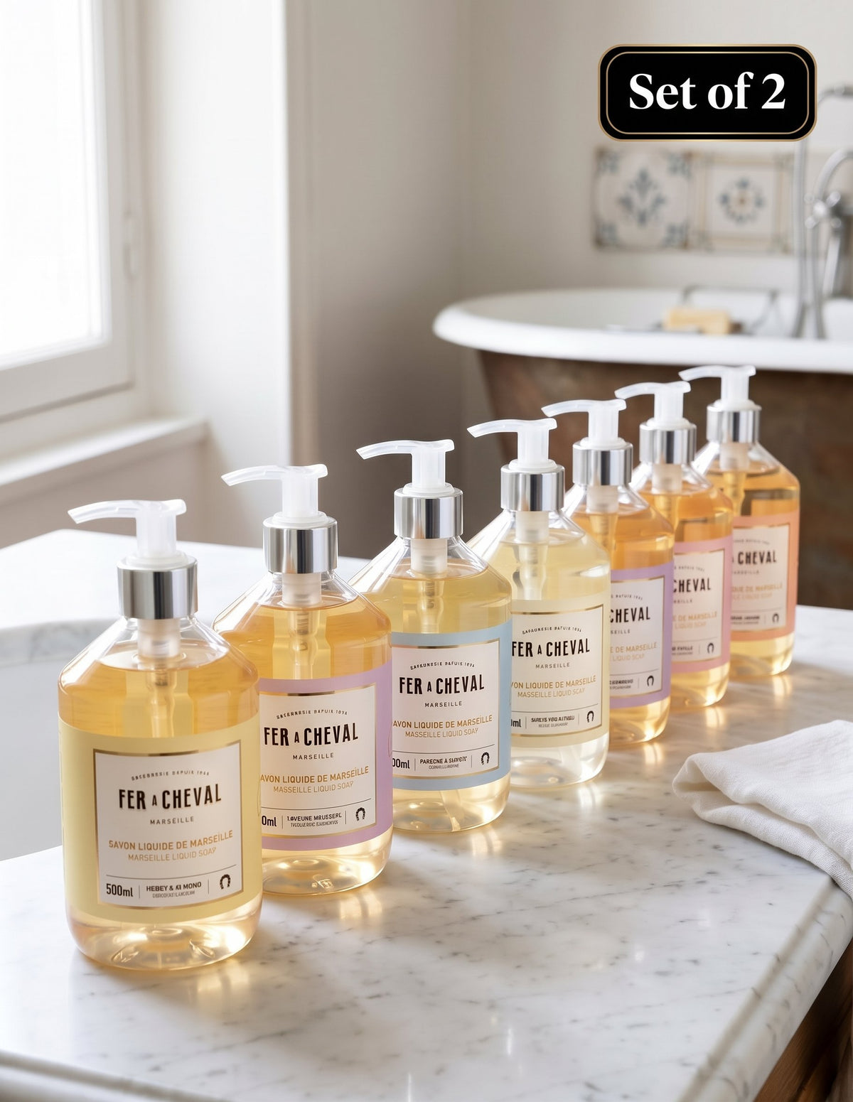 Fer à Cheval Marseille Liquid Soap | Sweet Almond & Coco Oil | Set of 2 (500ml)