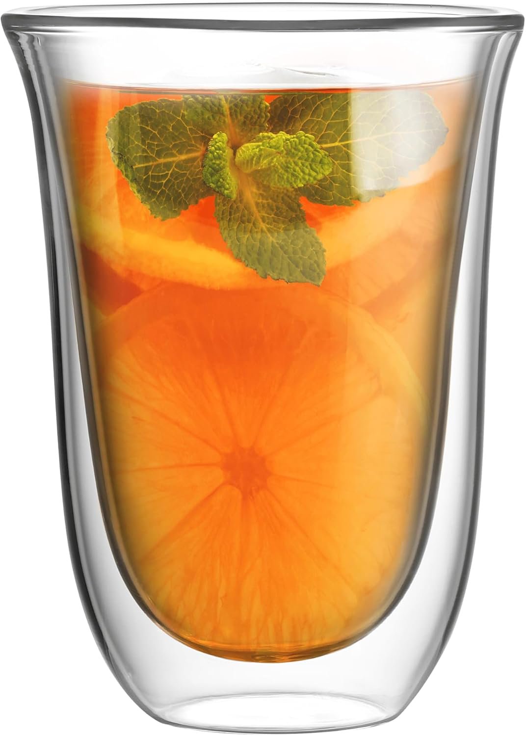 Bialetti Firenze borosilicate glass cups floating liquid effect double wall close-up