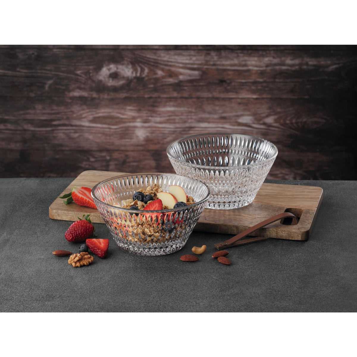 Nachtmann Ethno Set-2 Bowls Crystal Glass 6.5"D Serveware