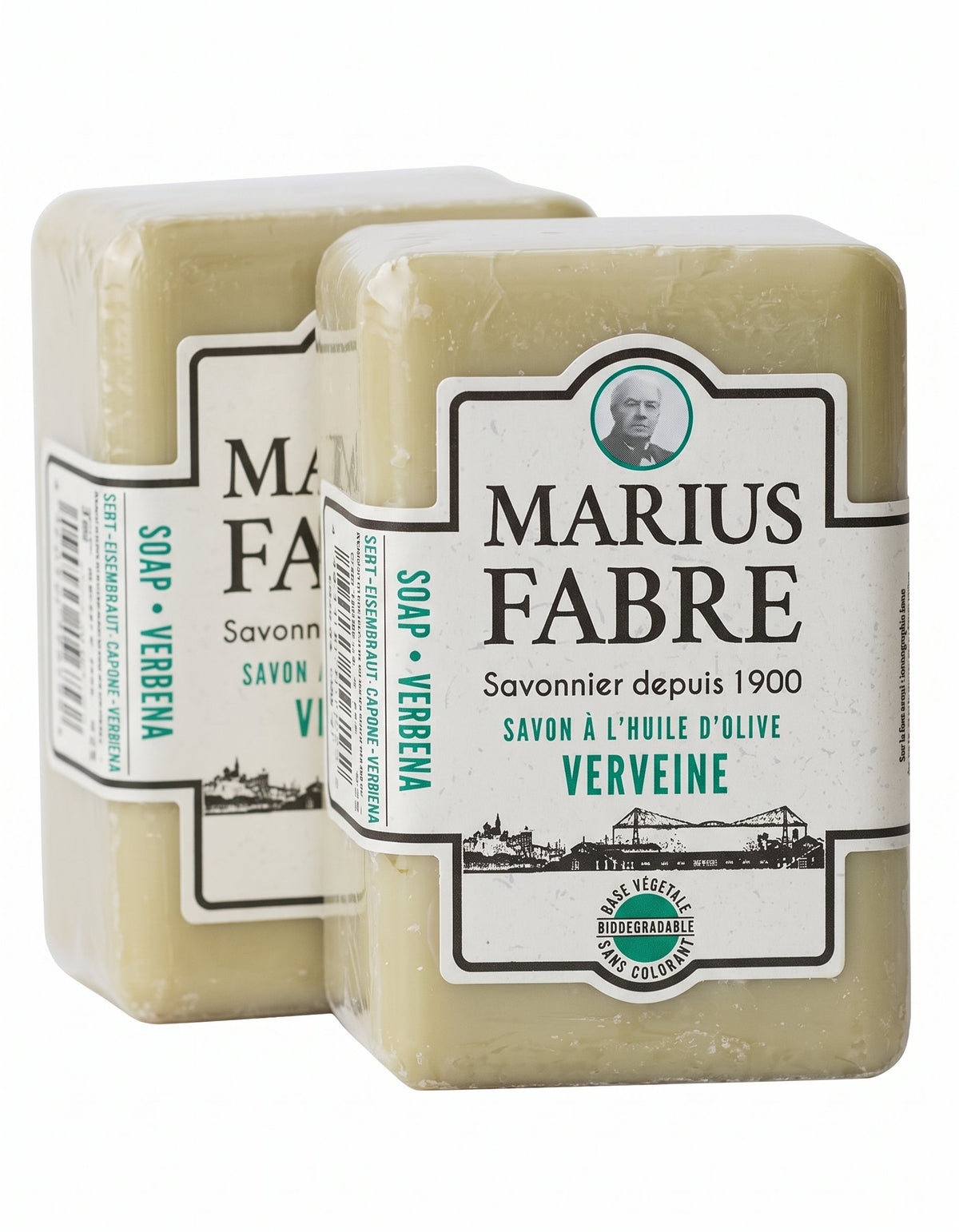 Marius Fabre Verbena Olive Oil Soap Bar, set of 2, 150g each