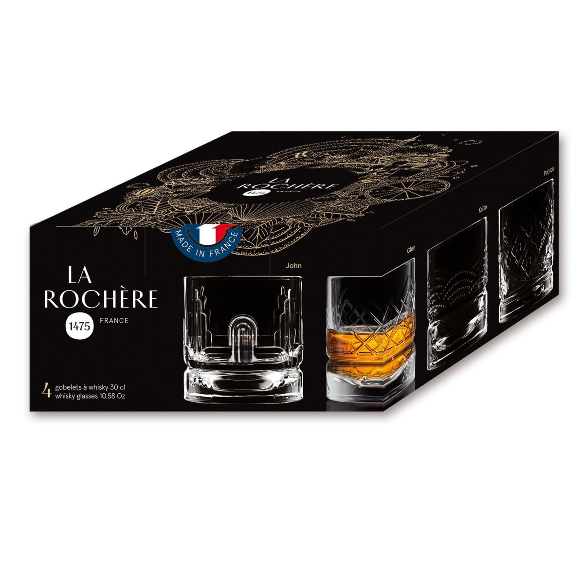 La Rochère Square Whiskey Glasses 10 fl oz (Set of 4)