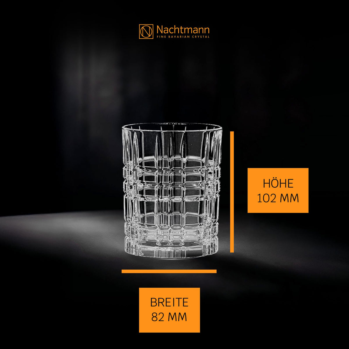 Nachtmann Highland Collection Crystal 6” Long Drink Glasses, Set of 4, With Different Glass Patterns, For Cocktails or Non- Alcoholic Beverages,445 ml, Dishwasher Safe